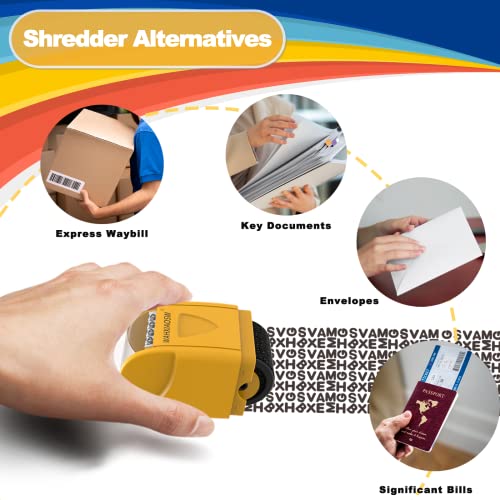 2 Pack Identity Theft Protection Roller Stamp,Identity Protection Roller Stamps Identity Prevention Theft Stamp Wide Rolling Security Stamp For Privacy Protection,Id Blockout (-Yellow+Blue) #TOP3