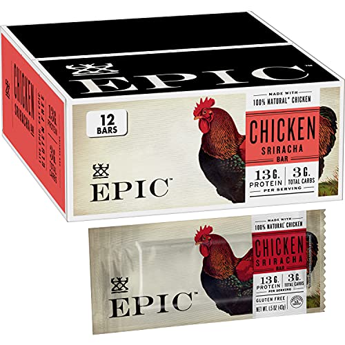 EPIC Chicken Sriracha Protein Bars, Whole30, Keto Friendly, 12 ct...