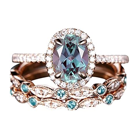 iLH Sterling Silver Rings Womens Diamond Engagement Wedding Bands Jewelry Gift Cubic Zirconia Shiny Statement Rings, U-01-Gold, 6 Cover