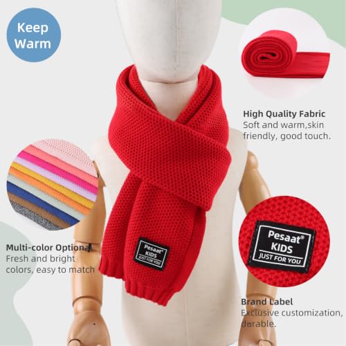 Image of PESAAT Kids Winter Infinity Scarf Knit Cotton Toddler Boy Girls Scarves