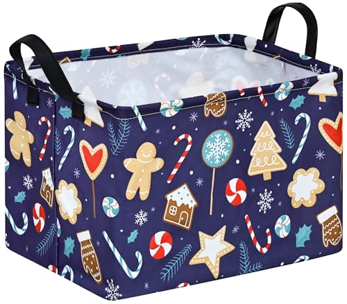 Image of Christmas Gift Storage Basket Rectangle Storage Organizer for Nursery Hamper Home Bedroom Laundry Hamper Shelf Baskets.
