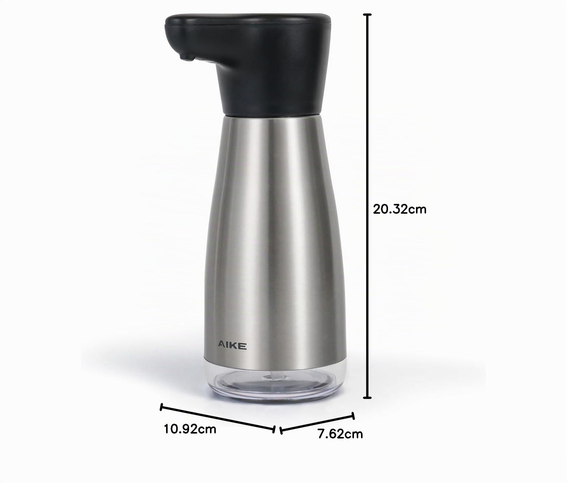 AIKE Dispensador Automático de Jabón Líquido con Carga Magnética, 420 ml en Acero Inoxidable, Resistente al Agua IPX7, para Cocina y Baño, AK1337 (Cepillado)