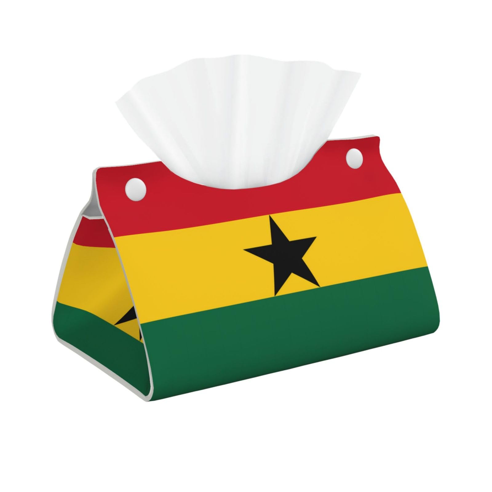 Flag of Ghana Long Leather Tissue Box Cover-Waterproof PU Leather Tissue Holder for Bathroom, Decorative Rectangular Tissue Case
