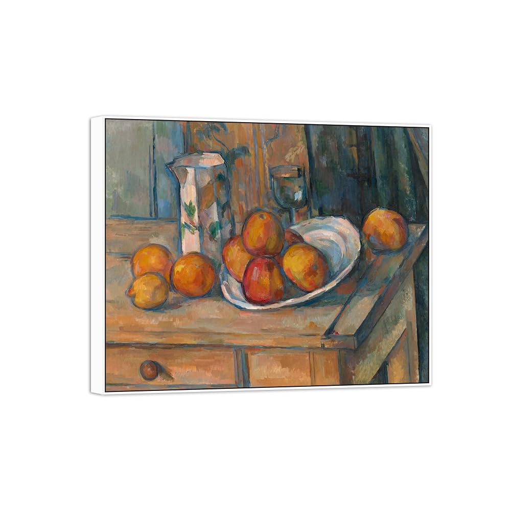 SDYSKKUG Canvas Wall Art Picture Decor Still Life by Paul Cezanne 85x70cm White Frame