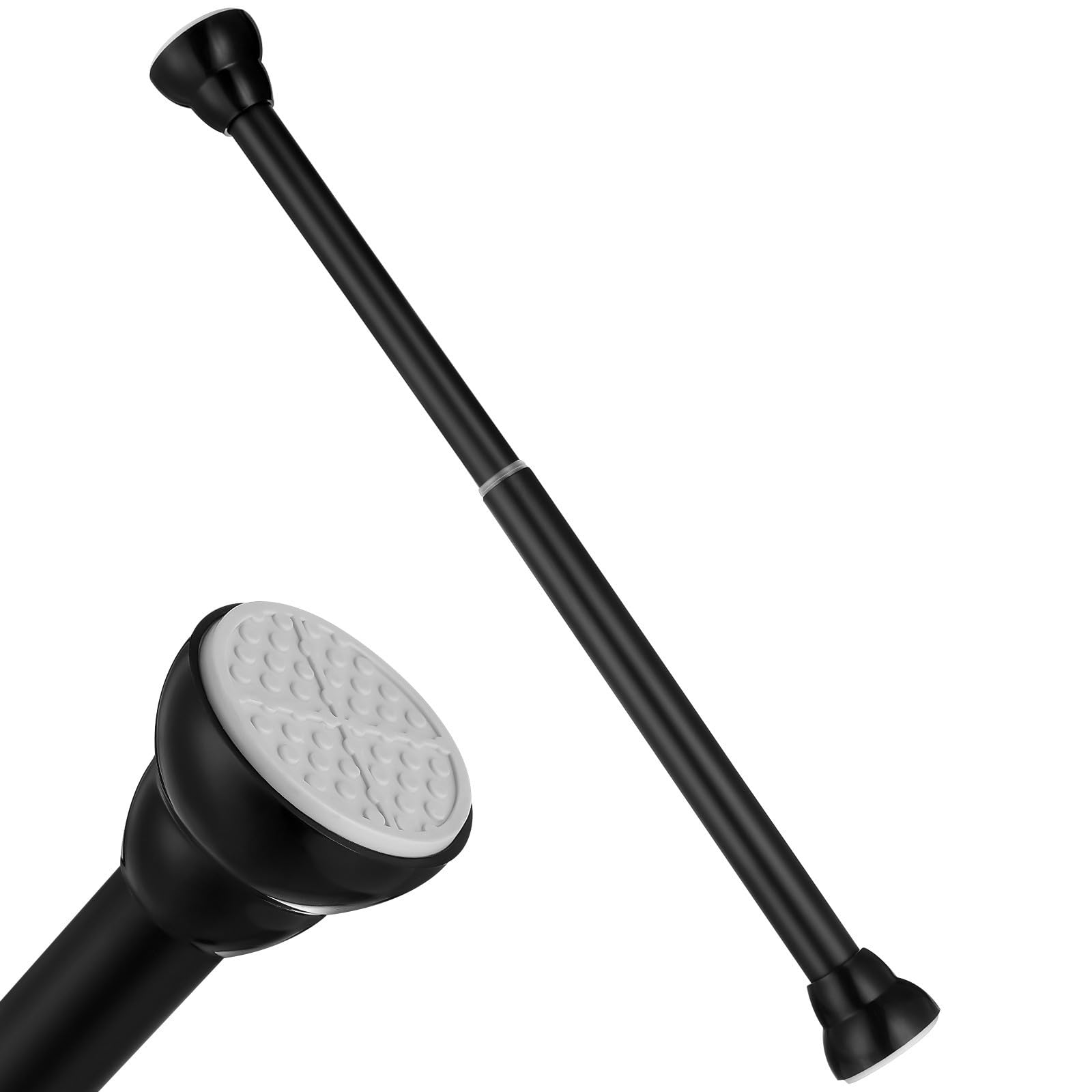 SEWACC Tringle à Rideaux Télescopique Extensible Noire en Acier Inoxydable sans Perçage, Surface Lisse, Résistance Jusqu'à 50kg, pour Salle de Bain et Fenêtres, 30-45cm