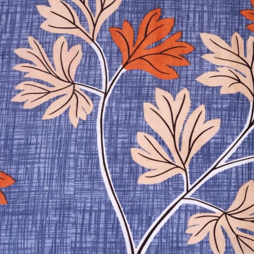 Image of ROMEE Elegant Floral Printed Glace Cotton Double Bedsheet, 144 TC Soft Feel, Queen Size (90 x 100 Inches), with 2 Pillow Covers, Blue (BDSAN101)