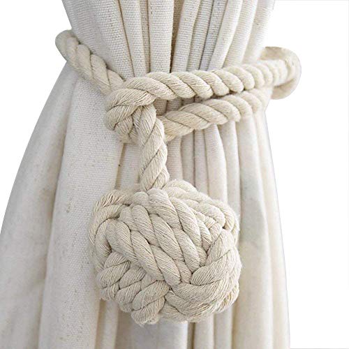 WINSHEA 2 Piezas Clips Cortina Atados de Cortina Cuerda de Cortina Abrazaderas de presillas de Hebillas (Beige)