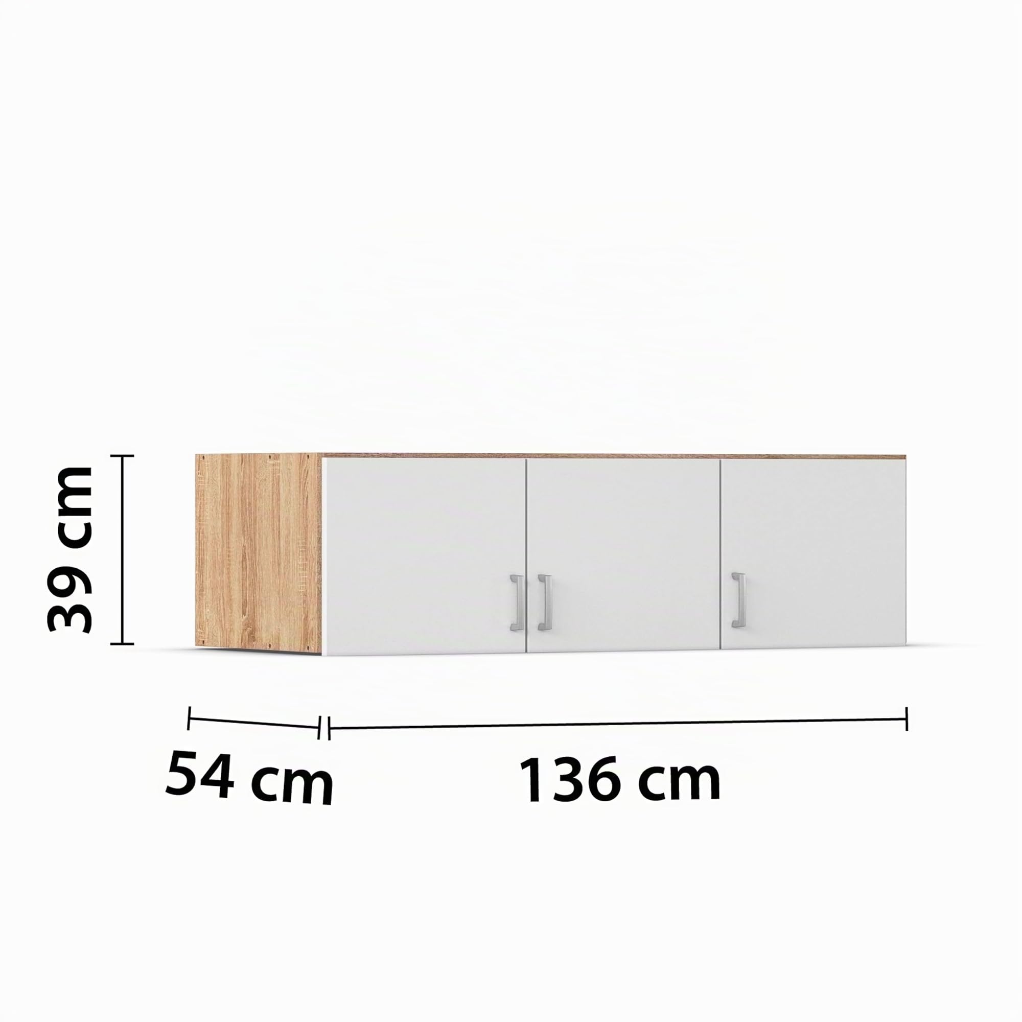 Rauch Möbel Bremen, Aufsatzschrank, Farbe Weiß/Eiche Sonoma, Breite 136 cm