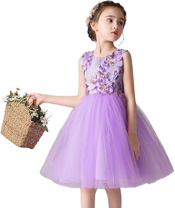 Amazon Teafor 子供用 プリンセスドレス 子供ドレス 女の子 可愛い 花柄 刺繍 蝶結び シフォン フォーマル ドレス ワンピース お嬢様 キッズドレス ガールズ ドレス パーディー ピアノ 発表会 花嫁介添人 卒業式 結婚式 入園式 演奏会 パープル 130cm フォーマル 通販