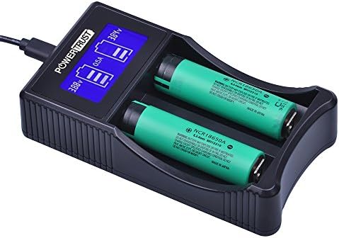 PowerTrust Intelligent Universal Battery Charger with LCD Display for 18650 26650 22650 18500 18350 17670 17500 16340 14500 10440 18490, Ni-MH/Ni-Cd A AA AAA Batteries