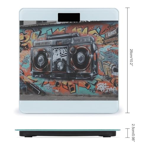 Balanza digital para baño Graffiti Hip Hop, vidrio templado 400lb miniatura 2