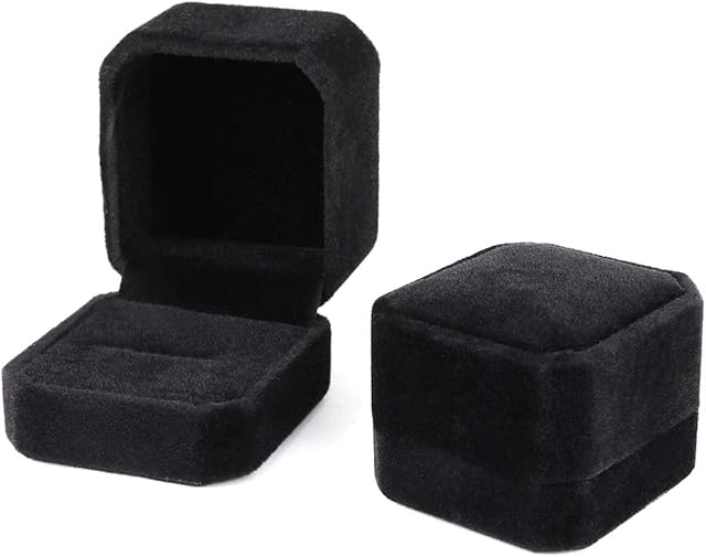 Rolin Roly 2Pcs Velvet Jewelry Boxes Small Jewelry Box Bracelet Gift Box Jewelry Organizer Case Black Necklace Storage Box for Wedding Anniversary