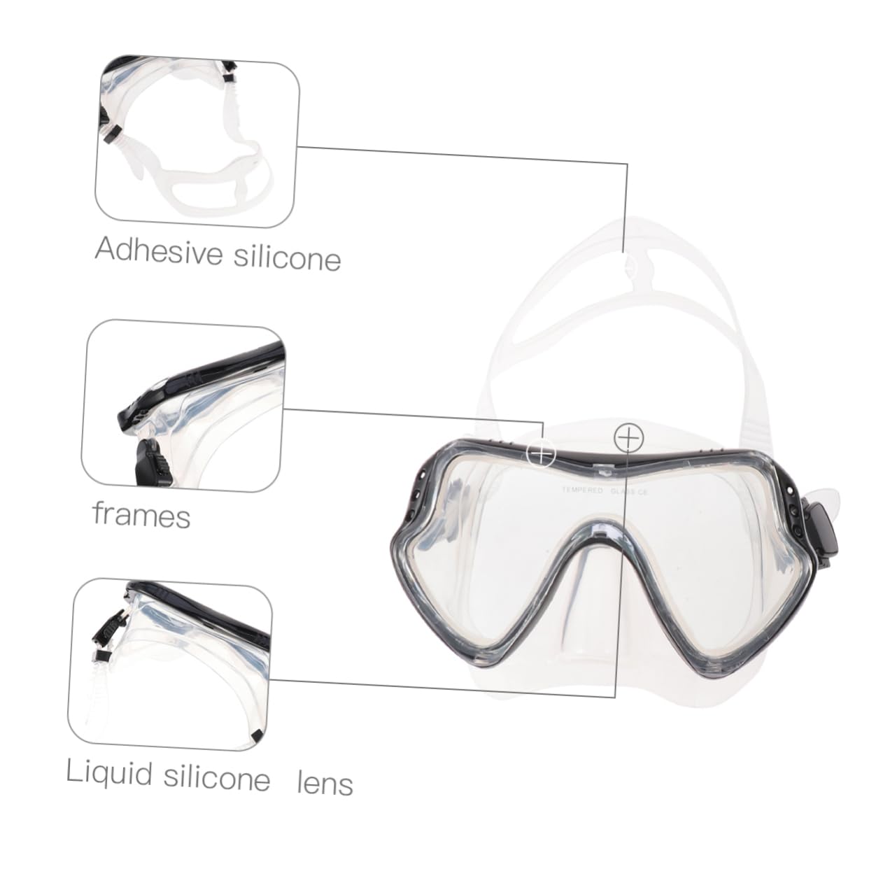 Set Maschera Boccaglio Snorkeling in Silicone Nero