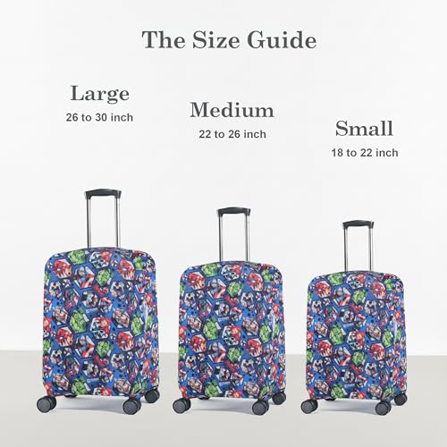 Image of Heart Home 26-30 Inch Polyester Large Size Suitcase Cover | Dustproof and Machine Washable Luggage /Trolley Bag Cover Protector | Avengers Print - Blue