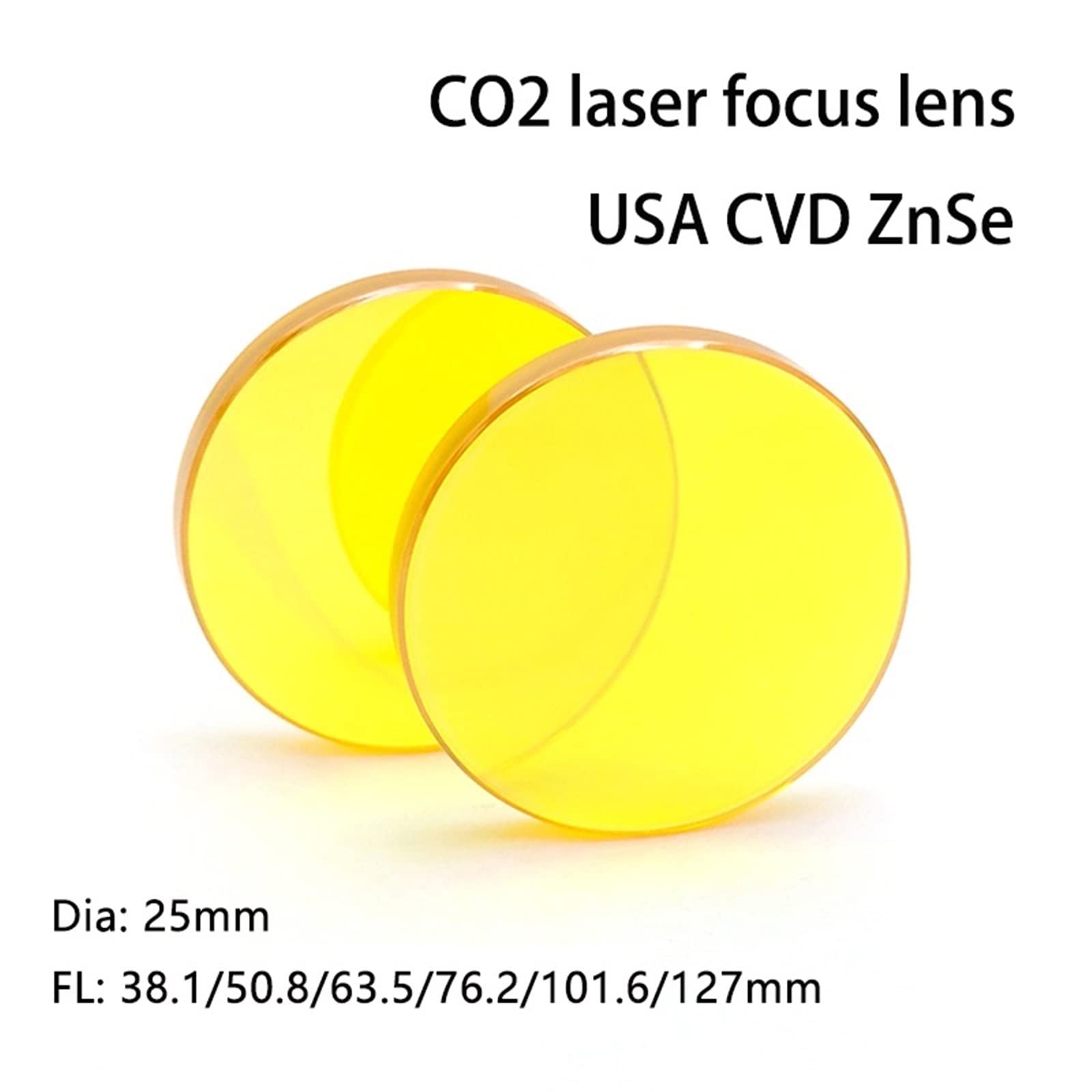 Optical Lens D25FL 38.1 50.8 63.5 76.2 101.6 127mm USA CVD ZnSe Co2 Laser Lens for Laser Engraving Cutting Machine(25MM_50.8MM)