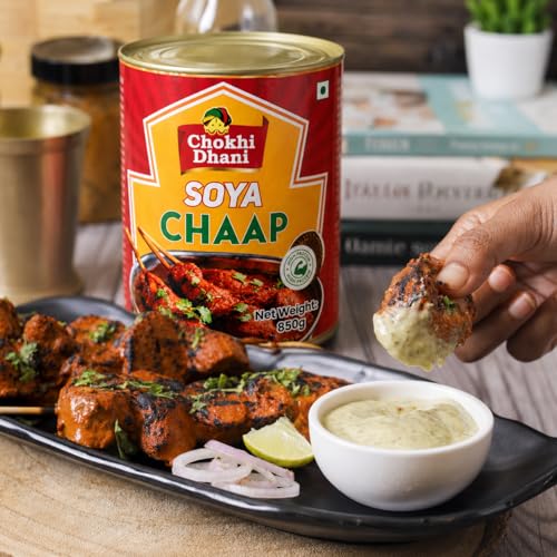 Image of Chokhi Dhani Veg Soya Chaap Sticks 850g x 2 | Protein-Rich Vegetarian Meat Alternative|Ready-to-Cook Soya Chaap | Chunks on Stick | Ideal for Curry, Tandoori, Gravy & Snacks