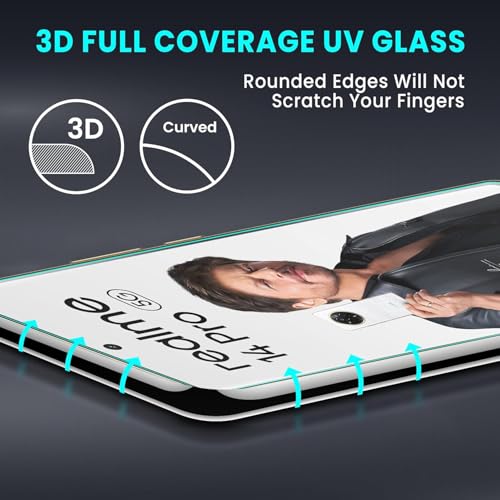 Image of SHILD Premium HD+ UV Tempered Glass Screen Protector for Realme 14 Pro 5G (6.77 Inch) - Full Adhesive, UV Curved Edge, Case Friendly, 9H Hardness, HD Clarity - Pack of 1
