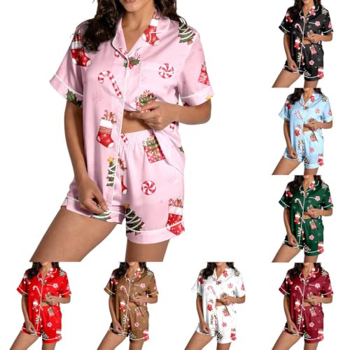 Christmas Pajamas Women Short Sleeve Two Piece Loungewear Cute Printed Set - image 1