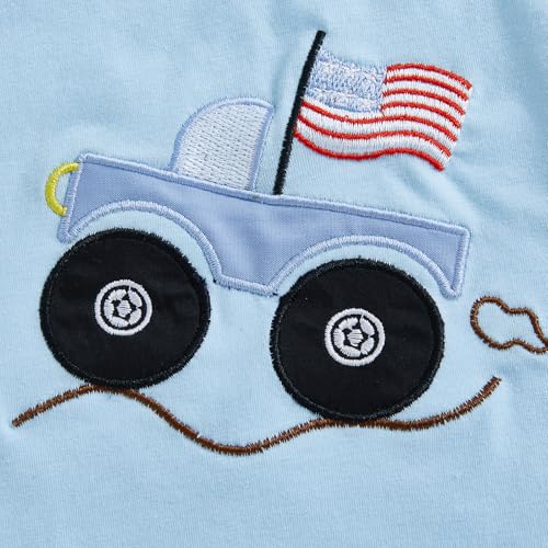 Image of 4th Of July Toddler Boy Outfit Popsicle American Flag T-Shirt and Gingham Plaid Shorts Set Independence Day Clothes