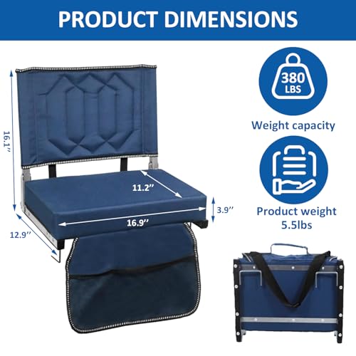 portable folding stadium chair with back support