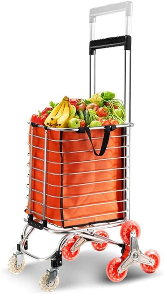 Carrito Ligero de Aluminio para Escaleras con Ruedas Giratorias, Carro Plegable para Compras con Gran Capacidad miniatura 1