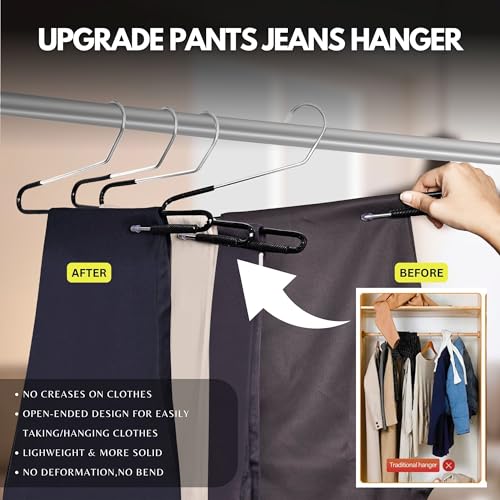 Image of ROLLYWARE Premium Non-Slip Stainless Steel Hanger with Lockable Technology- for Saree, Pants, Trouser, Velvet, Scarfs and Other Clothes Black (30 Pieces-Black)
