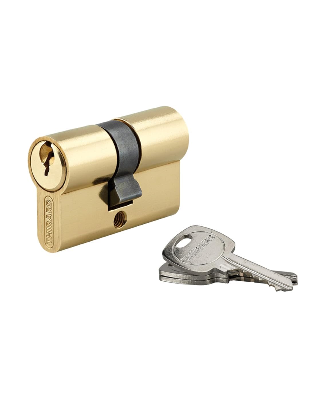 THIRARD - Cilindro de cerradura doble entrada, 21 x 21 mm, latón, 3 llaves | Protección antiarranque, mecanismo de pasadores de alta precisión, acabado latón, compatible con puertas estándar