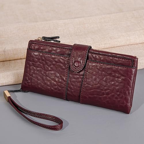 Wristlet Wallets for Women Large Capacity Long Wallet Clutch Purse with Detchable Card Holder(Wine Red)2