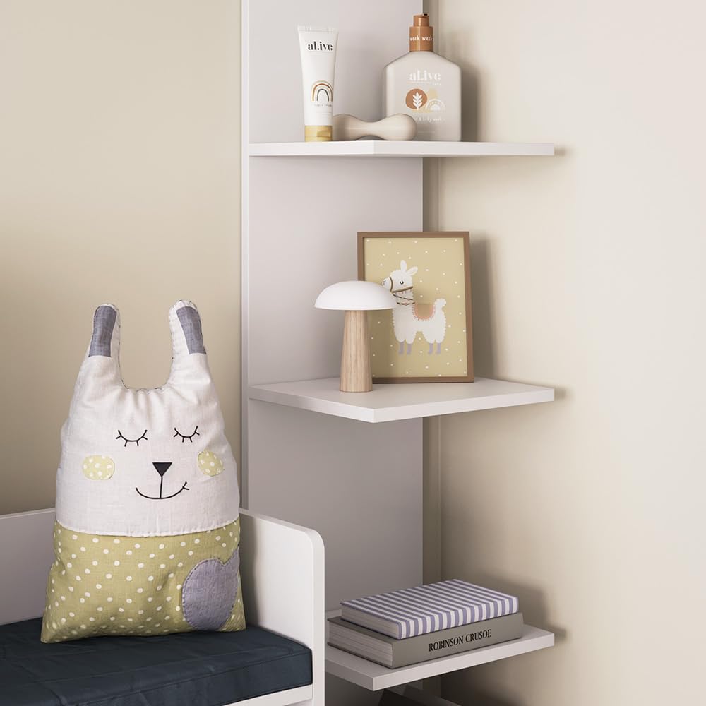 Vicco Estantería de Pared para la habitación de los niños Paolo, Blanco, 30 x 190 cm con 6 Compartimentos Abiertos, Apto para Montaje en Pared para soluciones de Almacenamiento Flexibles
