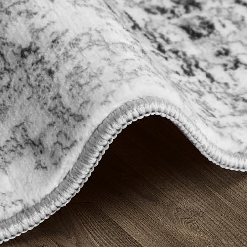 Area Rugs 5x7 Living Room: Large Modern Abstract Washable Rug Soft Anti-Skid Non-Shedding Carpet Indoor Floor Thin Carpets for Bedroom Dining Room Farmhouse Nursery Home Office White Grey Black