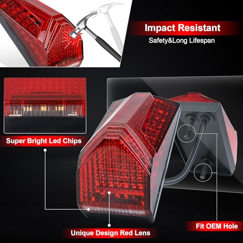 Image of LED Tail Light 500% Bright Rear Brake Light with White License Plate Lighting Compatible with Dirt Bike Enduro Cafe Custom Honda XR650L XR600R