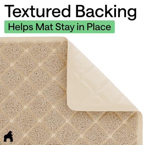 Image of Gorilla Grip Durable Multiple Cat Litter Mat (47x35), XL Jumbo, No Phthalate, Water Resistant, Traps Litter from Box and Cats, Scatter Control, Mats Soft on Kitty Paws (Beige), 1 Count, Plastic