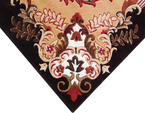 Image of SABIRA Carpet (Size-150x200 Cm / 60x78 in) Modern Floral Area Rug Large Carpet for Living Room, Bedroom & Dining Room, Washable, Non-Slip (Color - Brown)