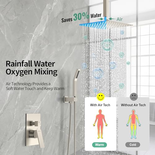Image of SR SUN RISE 10 Inch Ceiling Mount Rain Shower System,Brushed Nickel