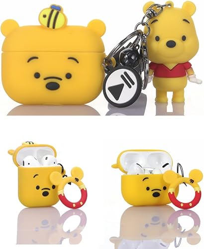 Funda de silicona compatible con Apple Airpods 1, 2 y Pro [serie de avatar divertida de dibujos animados con llavero de muñeca lindo] (Airpods 1 y