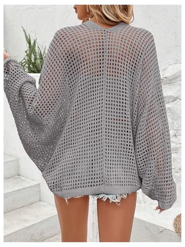 Image of Verdusa Women's Oversized Summer Cardigan Lightweight Sweater Crochet Knit Beach Cover Up Spring Vacation Outfits