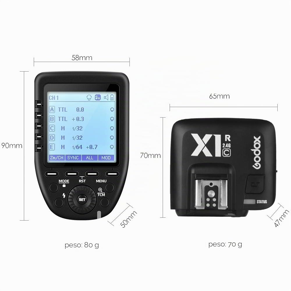 Godox Xpro-N Transmisor de Disparo con 2 Receptores de Flash X1R-N Wireless X System 32 Canales 16 Grupos Soporta TTL Auto Flash 1/8000s HSS Godox Xpro Inalámbrico Flash Disparo