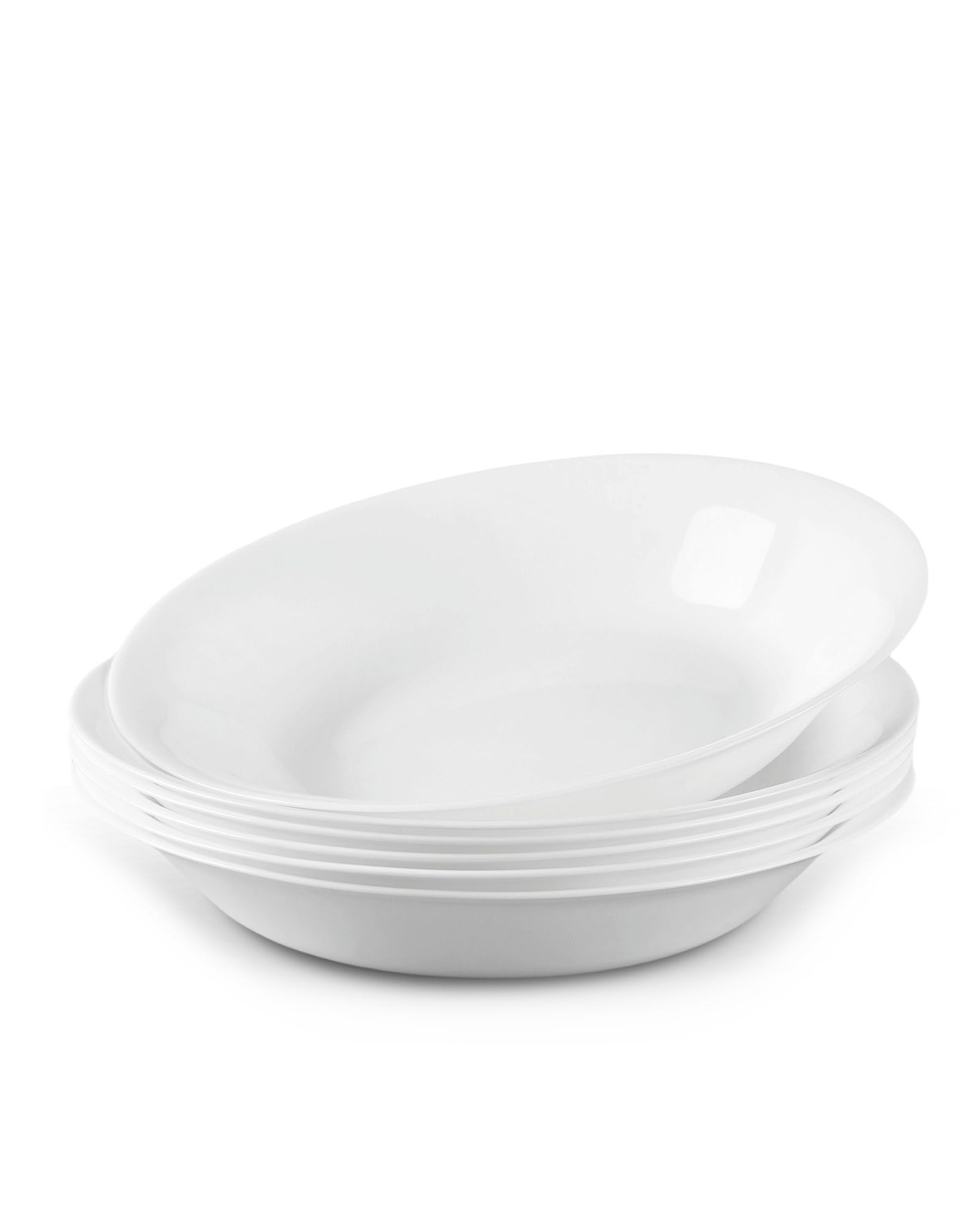 LaGlint 9.5 inch 24 cm Pasta Bowls Set of 6 1L(34 OZ) White Shallow Serving