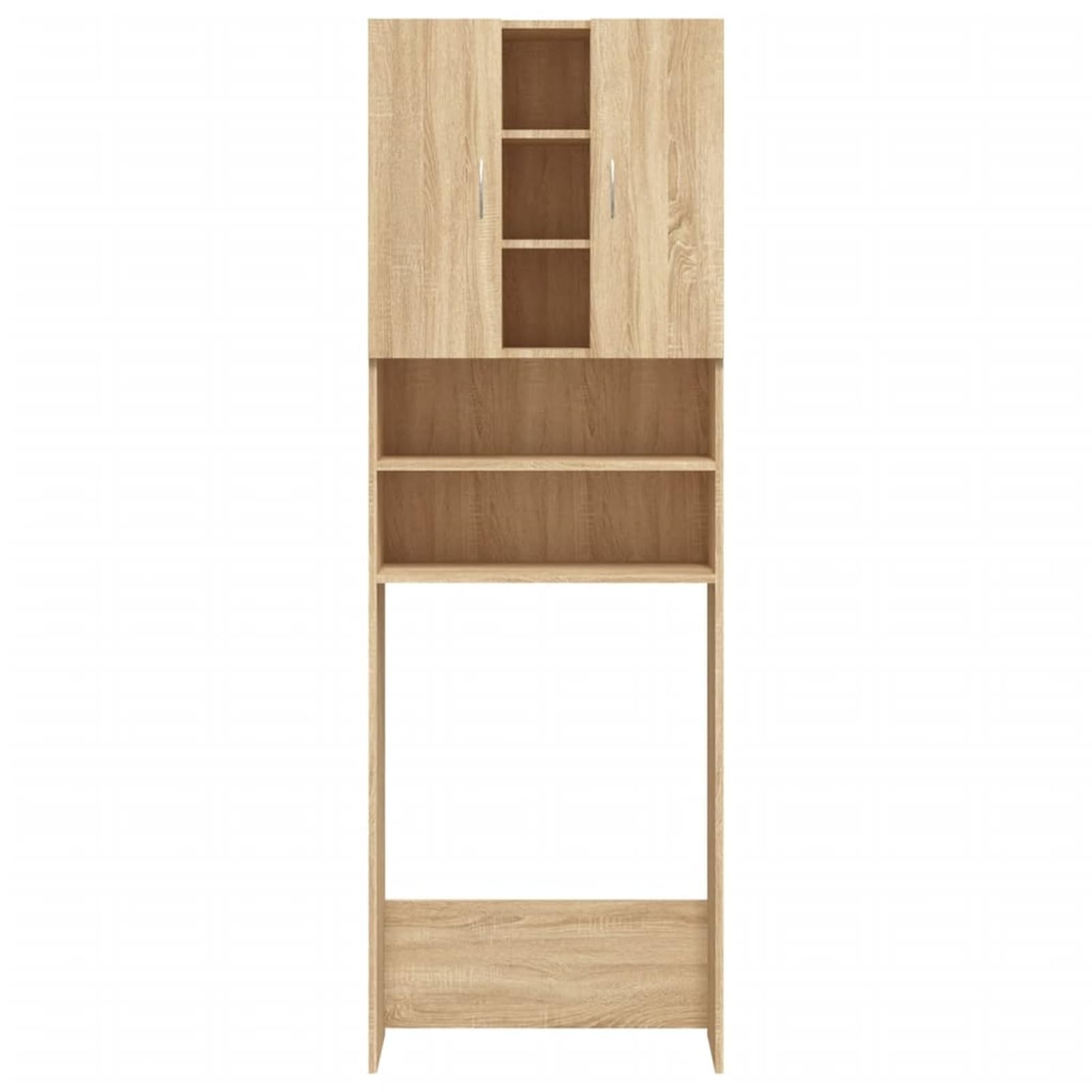 Gecheer Mobile per Lavatrice, con 2 Ante e 9 Scomparti, 64 x 25,5 x 190 cm, in Legno Multistrato, Rovere Sonoma, per Bagno