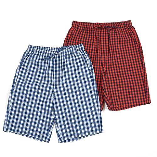 LAPASA Pantalon Pijama Corto Hombre (Pack de 2) 100% Algodón con Pantalones Short Cuadros Casual...
