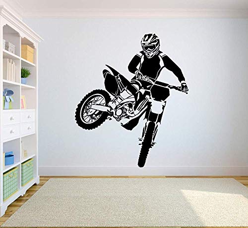 Wandtattoo Motorcross Dirt Bike Aufkleber Schlafzimmer Sport Dirt Bike Motorrad Personalisierte Jungen Teenager Zimmer 57 * 67Cm