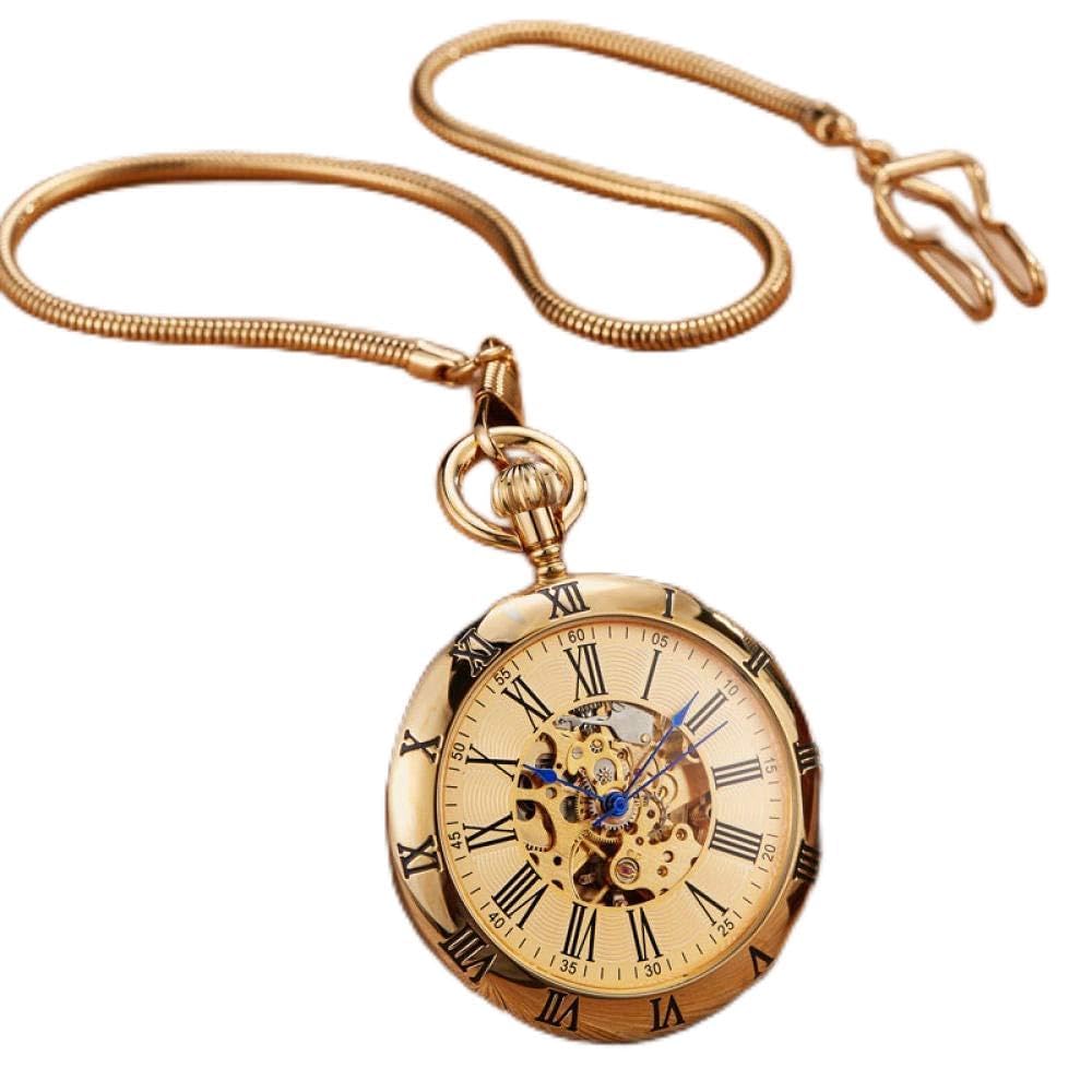 YIHANSS Luxus Kupfer Silber Automatische Mechanische Taschenuhr Uhr Fob Kette Uhr Männer Römische Zahlen Uhr Taschenuhren