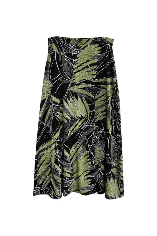 LA CERA Women's Green Printed A-Line Skirt – Lightweight, Flowy Silhouette for Casual Days, Brunches, or Vacations