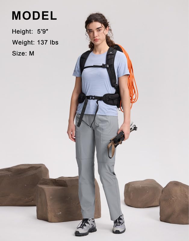 Pioneer Camp Damen Wanderhose, Sommer Trekkinghose UV-Schutz UPF 100 mit 20D Stretch Materia In die eigene Tasche verpackbar für Wandern, Reisen & Angeln