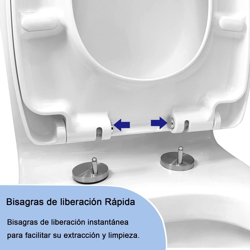 Tapa WC Universal Forma U, 46x36cm, Morado, Asiento de Inodoro de Cierre Suave con Liberación Rápida para una Fácil Montaje y Limpieza, Tapa de Inodoro de PP, Tapadera WC