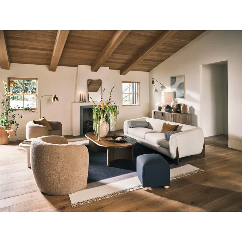 Image of LEGACY OF COMFORT Amala 80 inch Upholstered 3 Seater Sofa Three Seater Sofa with Wooden Legs for Living Room Hotels & Offices (White)