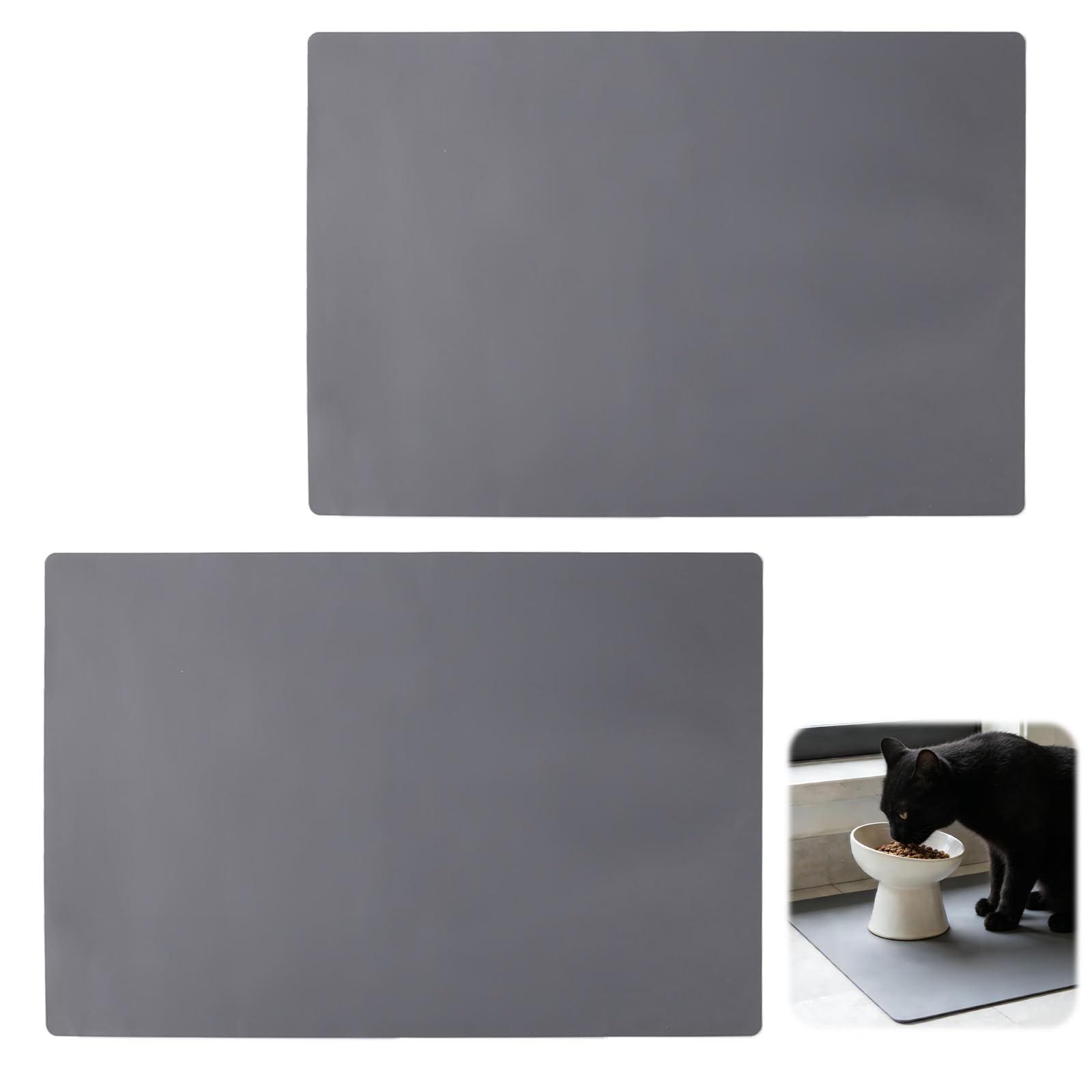 Bettinay 2 Pcs Dog Food Mat, Cat Mats for Food Bowls, Non Slip Pet Feeding Mat for Dogs Cats