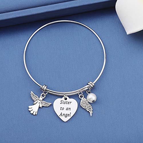MYOSPARK Sister Memorial Bracelet Sister to an Angel Expandable Wire Bangle Bracelet Remembrance Jewelry Bereavement Gift for Loss of Sister2