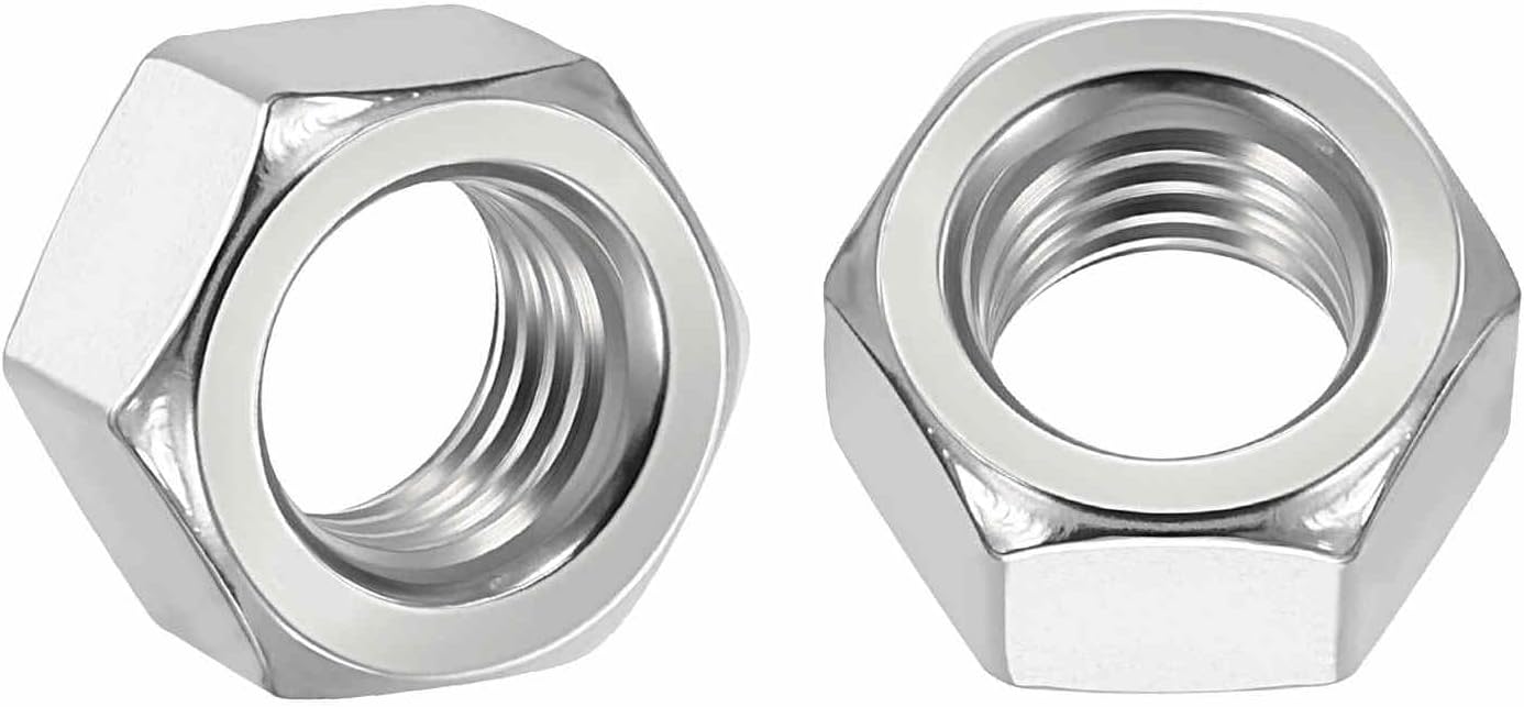 10pcs Hex Nuts - [M14-2] 201 Stainless Steel (A1) Hardware Nuts for Mechanical Repair & Assembly, Standard Metric Coarse Thread Nut, Bright Finish, Silver