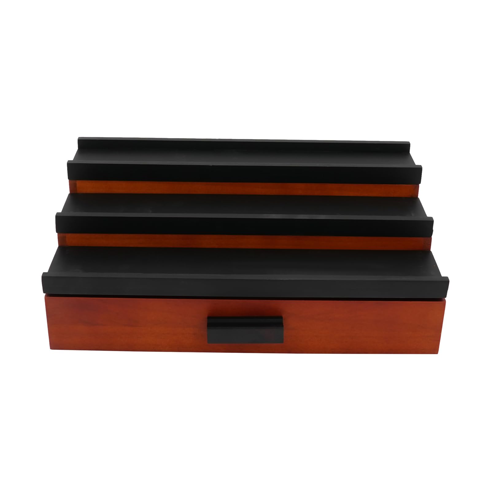 Organizador de perfume de madera de 3 niveles con cajón marrón